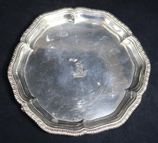 A George III silver waiter by Magdalen Feline, London, 1764, 9 oz.